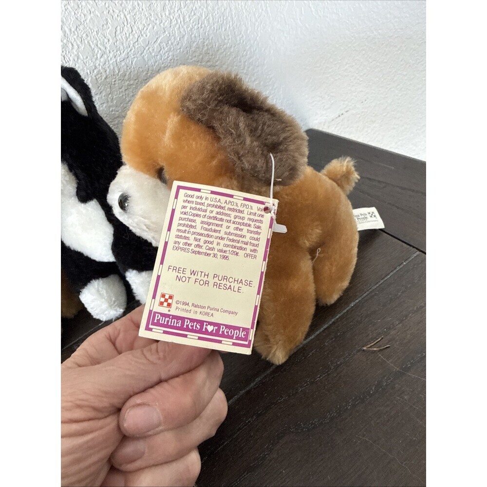 3 Purina Pets For People Vintage Plush Cat & Dog 1996 Stuffed Animal Kitten Pup - Picture 4 of 10